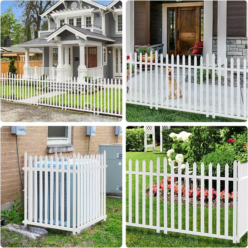 Generic Garpans 72" W x 44" H Outdoor Vinyl Picket Fence, Privacy Fence Panels for Air Conditioner Trash Can, No Dig Fence, D
