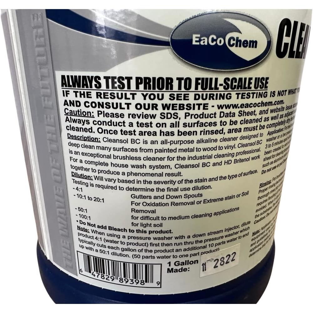 Generic EaCo Chem Cleansol BC - Brushless Oxidation and Soil Remover for Most Surfaces - Highly Dilutable, All-Purpose Cleaner - Remove
