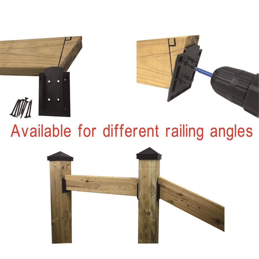 Generic KASTFORCE 12pcs Deck Railing Brackets Connectors for 2x4 (1.5"x3.5") Railing Wood Post with 96 pcs Rust-Free Steel Sc