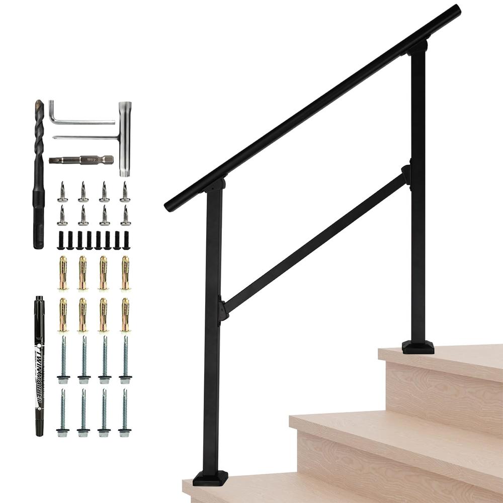 Generic Belinova 2-3 Steps Handrails for Outdoor Steps,Outdoor Stair Railing,Wrought Iron handrail for Concrete Steps,Stair Railing Ind