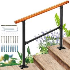 Generic UOKRR Outdoor Handrails for Exterior Steps 3 Step Indoor Stairs Railing Mild Steel Metal Hand Railing for Porch/Concrete/Wooden