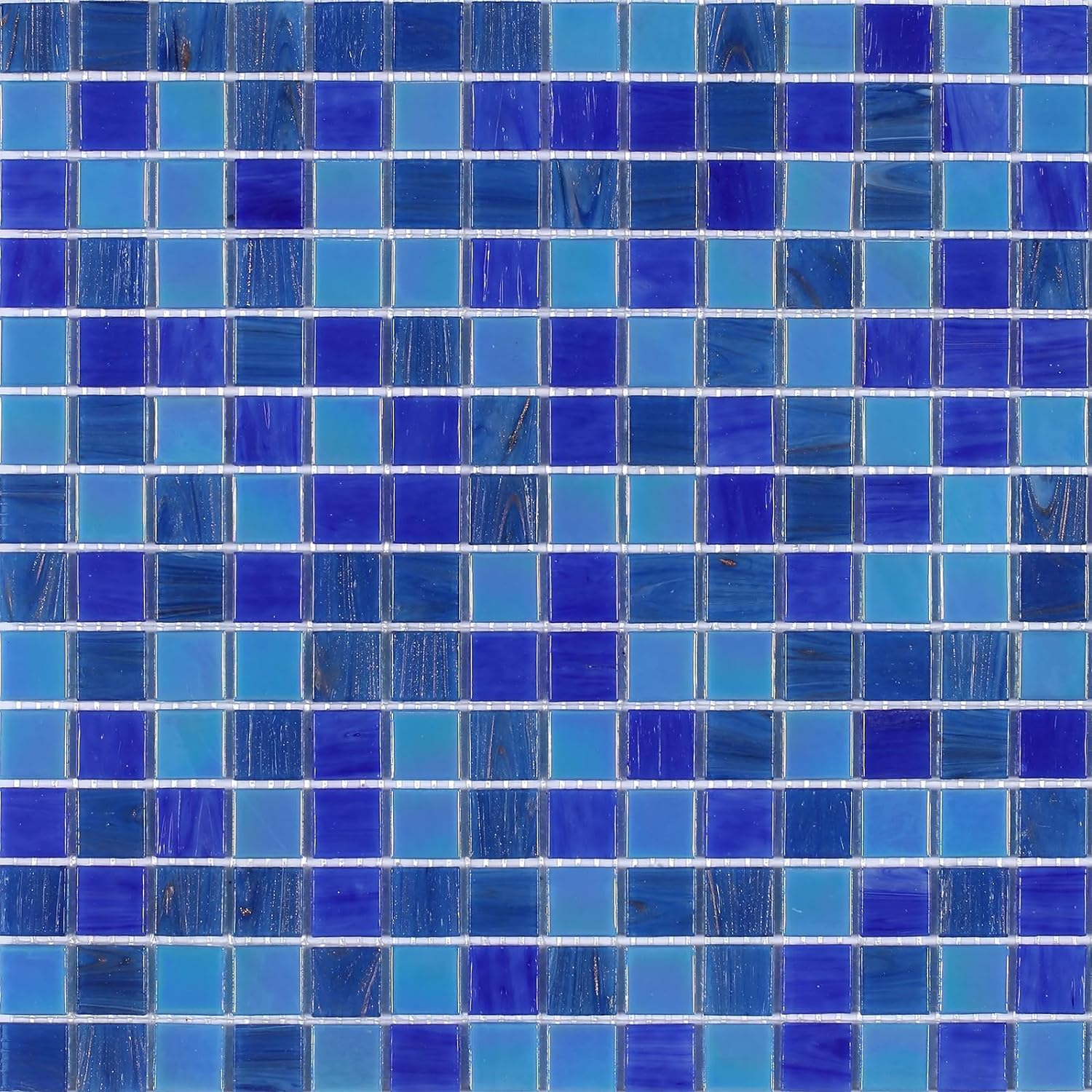 LSDECO 1"x1" Blue Blend Glass Mosaic Tiles for Swimming Pool Kitchen Backsplash Bathroom Wall (Cobalt Blue Blend, 1 Sq.Ft)
