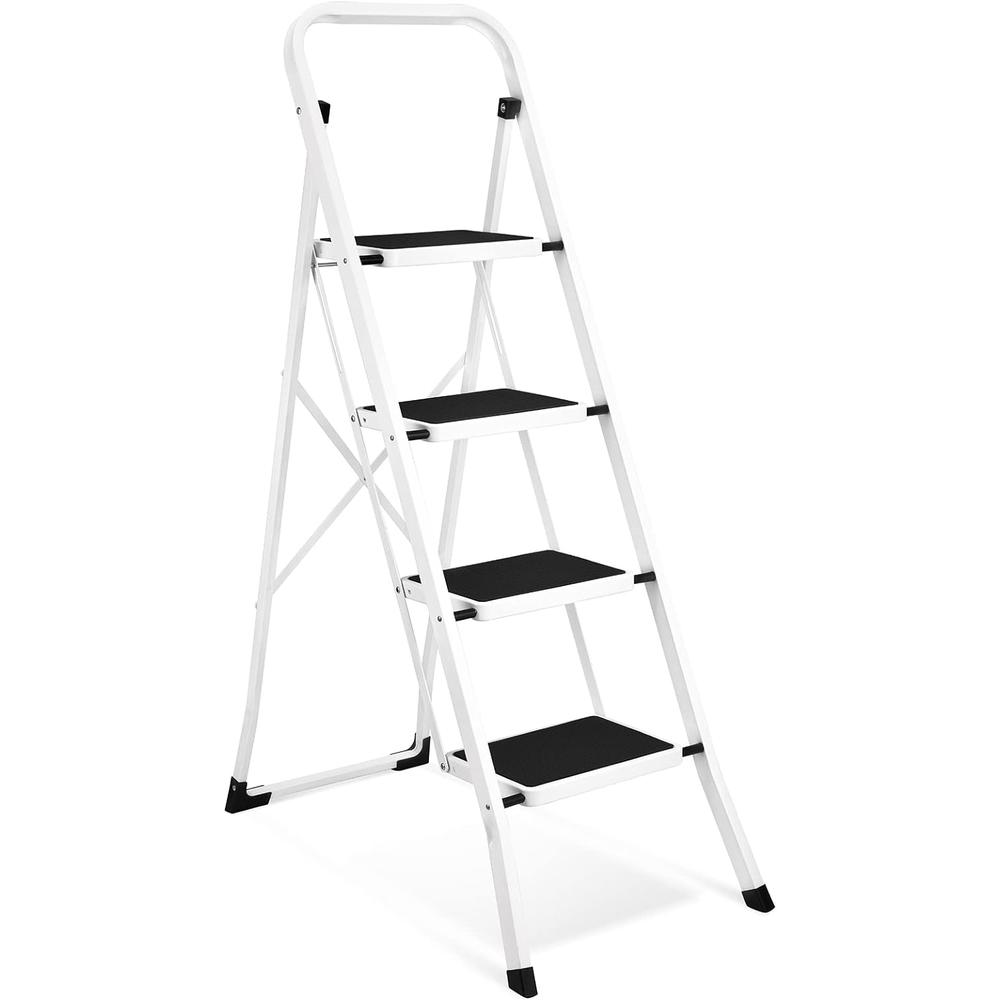 Soctone Step Ladder 4 Step Folding with Anti-Slip Pedal, Lightweight 4 Step Ladder with Handrails, 330 lbs Capacity Perfect for Kitchen