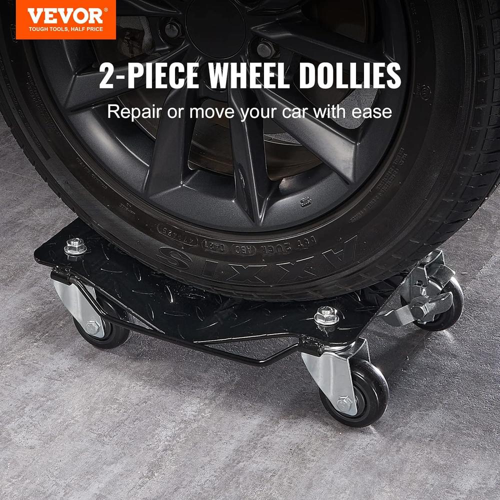 VEVOR Wheel Dolly, 3000 lbs/1360 kg Car Dollies, Wheel Dolly Car Tire Stake Set of 2 Piece, Heavy-Duty Car Tire Dolly Moving Cars, Tr