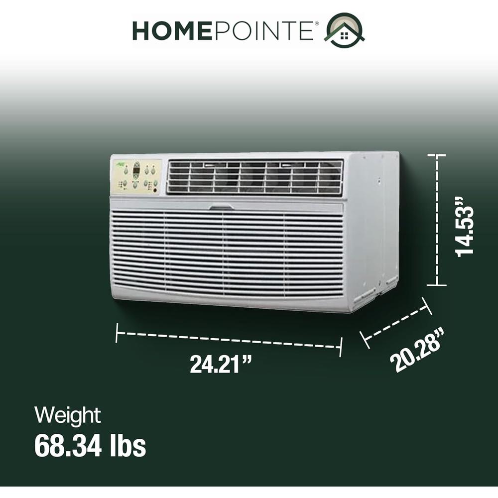 Homepointe 8,000 BTU 115 Volt Through The Wall Window Air Conditioner with Remote Control, Easy Wash Filter, and Electronic Control Panel,