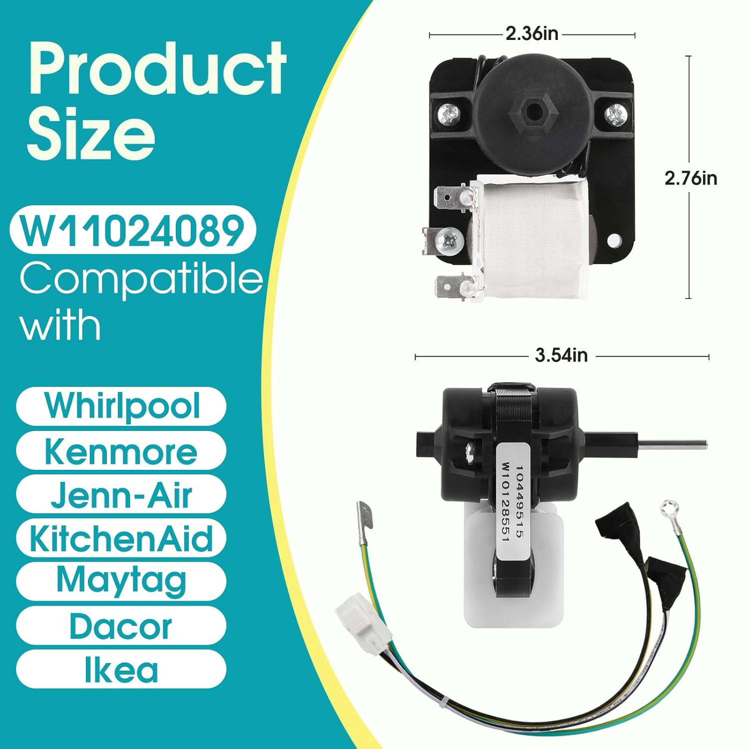 MorexLab Refrigerator Evaporator Fan Motor - Replacement For Frigidaire, Kenmore Models (Part #242077702)