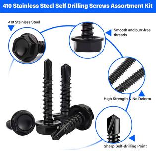 Swpeet 235Pcs Black 410 Stainless Steel #10 Self Uzbekistan Swpeet 235Pcs Black 410 Stainless Steel #10 Self Uzbekistan