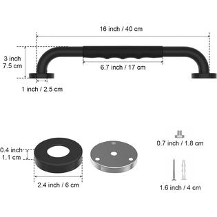 16 Inch Anti-Slip Shower Grab Bar – White Rubber Grip, Bathroom Safety Handle
