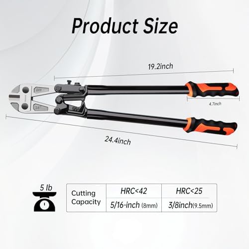 WORKPRO 18" Foldable Bolt Cutter Tri-Material Handle Chrome Vanadium