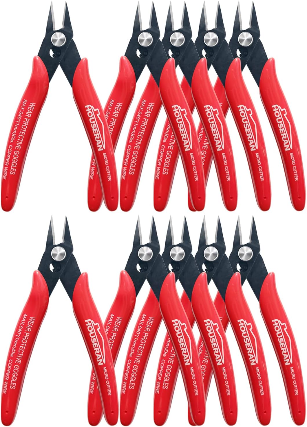5PCS Flush Wire Cutters – YEGEOOE 170 Style, 5” Diagonal Side Cutter Pliers, Carbon Steel