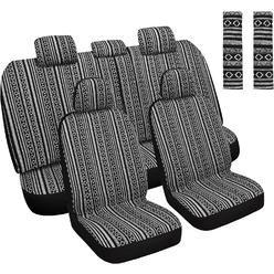 X AUTOHAUX Universal Front Seat Cover Set With Seat-Belt Pad Protectors - 2pcs, Gray Saddle Blanket Style
