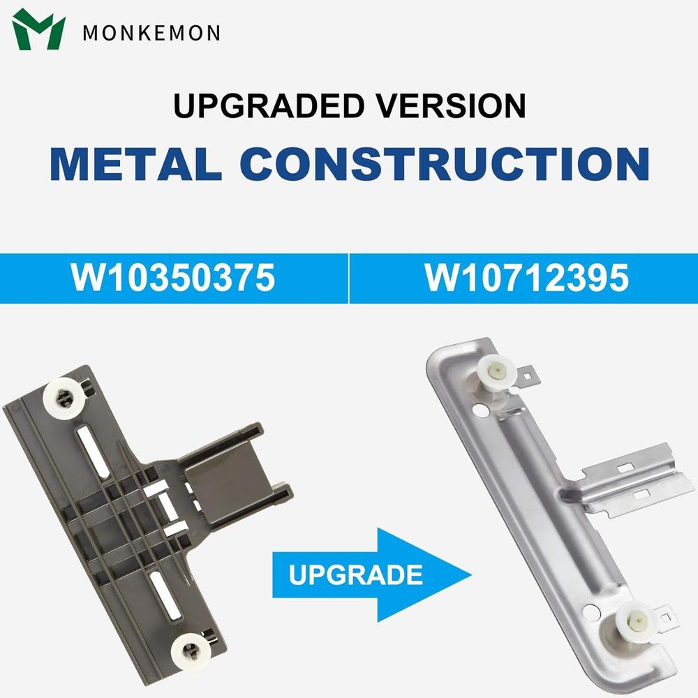 Monkemon W10712395 Dishwasher Upper Rack Adjuster Metal Kit, Replace W10350375 AP5957560 Dishwasher Parts, Compatible with kenmore whirl