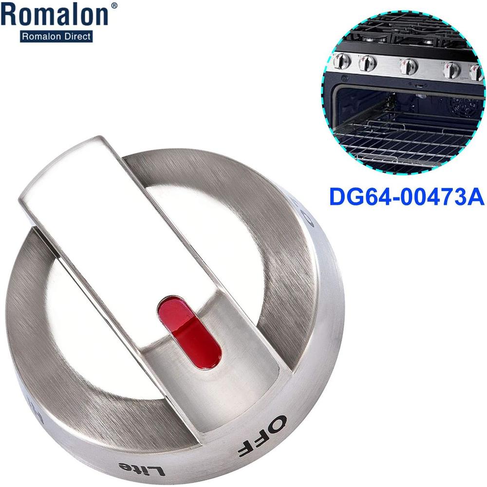 Romalon DG64-00473A Burner Control Dial Knob with Metal Reinforced Ring for Range Oven Gas Stove Knob NX58F5700WS NX58H5600SS NX58H5650