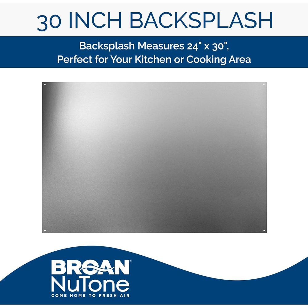 Broan -NuTone SP3004 Reversible Stainless Steel Backsplash Range Hood Wall Shield for Kitchen, 24 by 30-Inch