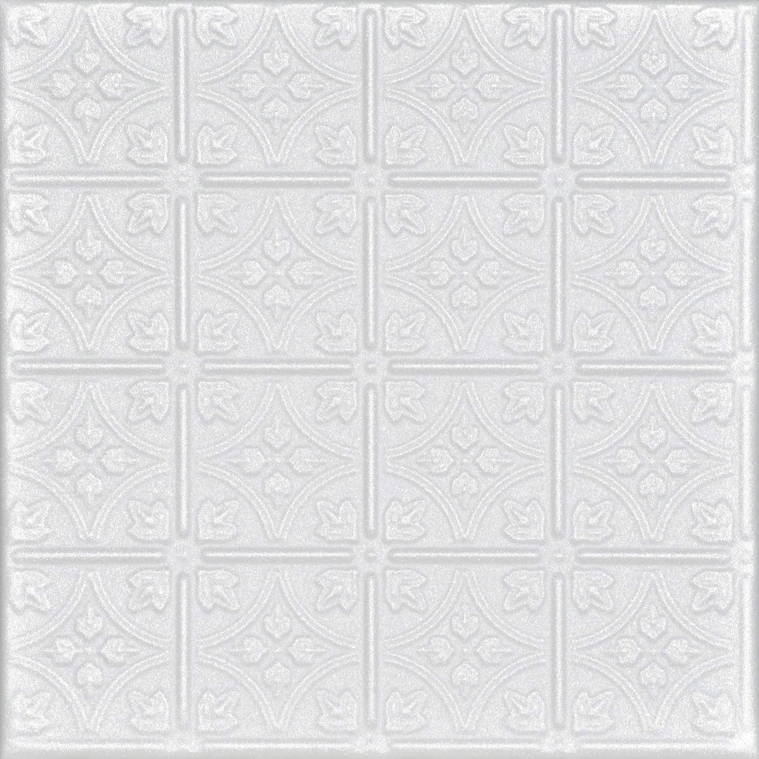Decorative Ceiling Tiles, Inc. A la Maison Ceilings R125 Emma's Flowers  Foam Glue-up Ceiling Tile (21.6 sq. ft./Case), Pack of 8, White