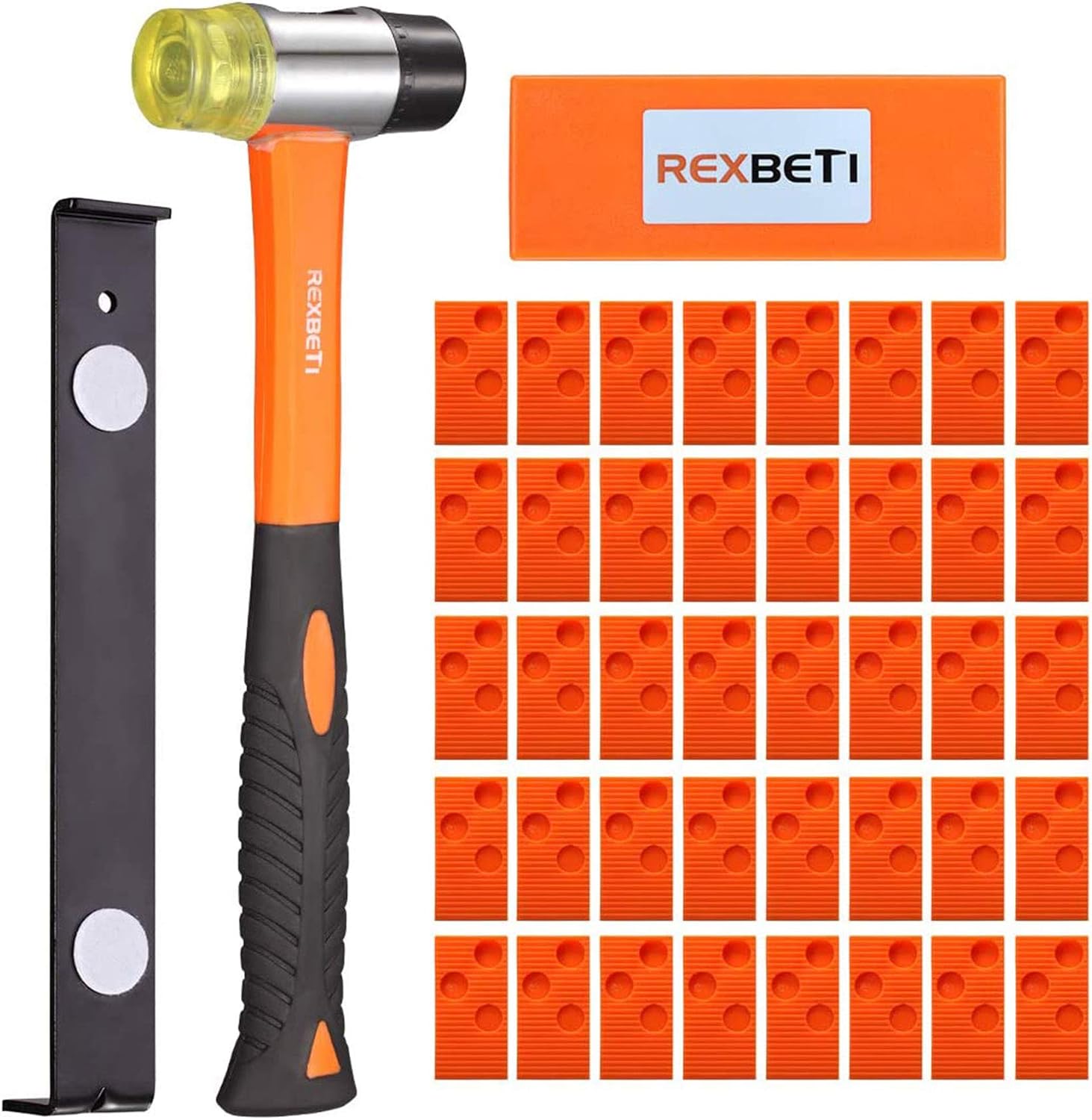 REXBETI Ultimate Laminate Wood Flooring Installation Kit with 40 Spacers, Tapping Block, Heavy Duty Pull Bar and Diameter 35mm High-Str