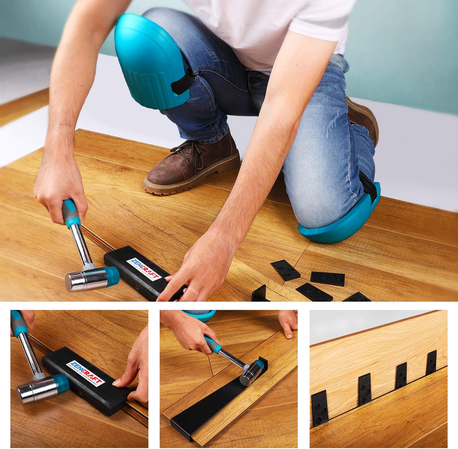 Thumbsup Kit Premium Laminate Wood Flooring Installation Kit | Heavy Duty Pull Bar | Durable Rubber Tapping Block | Double-Faced Carbon Stee