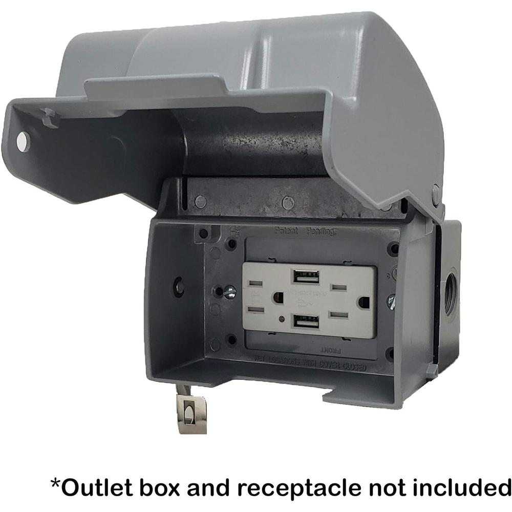Sealproof 1-Gang Horizontal Metal Weatherproof Lockable While In Use Outdoor Outlet Receptacle Cover, 7-in-1 Configurations