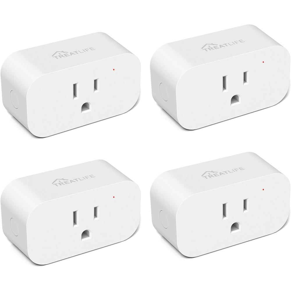 Treatlife Smart Plug 4 Pack, Treatlife 7 Day Heavy Duty Programmable Timer, Works with Alexa and Google Assistant, 1800W 15A Smart Home W