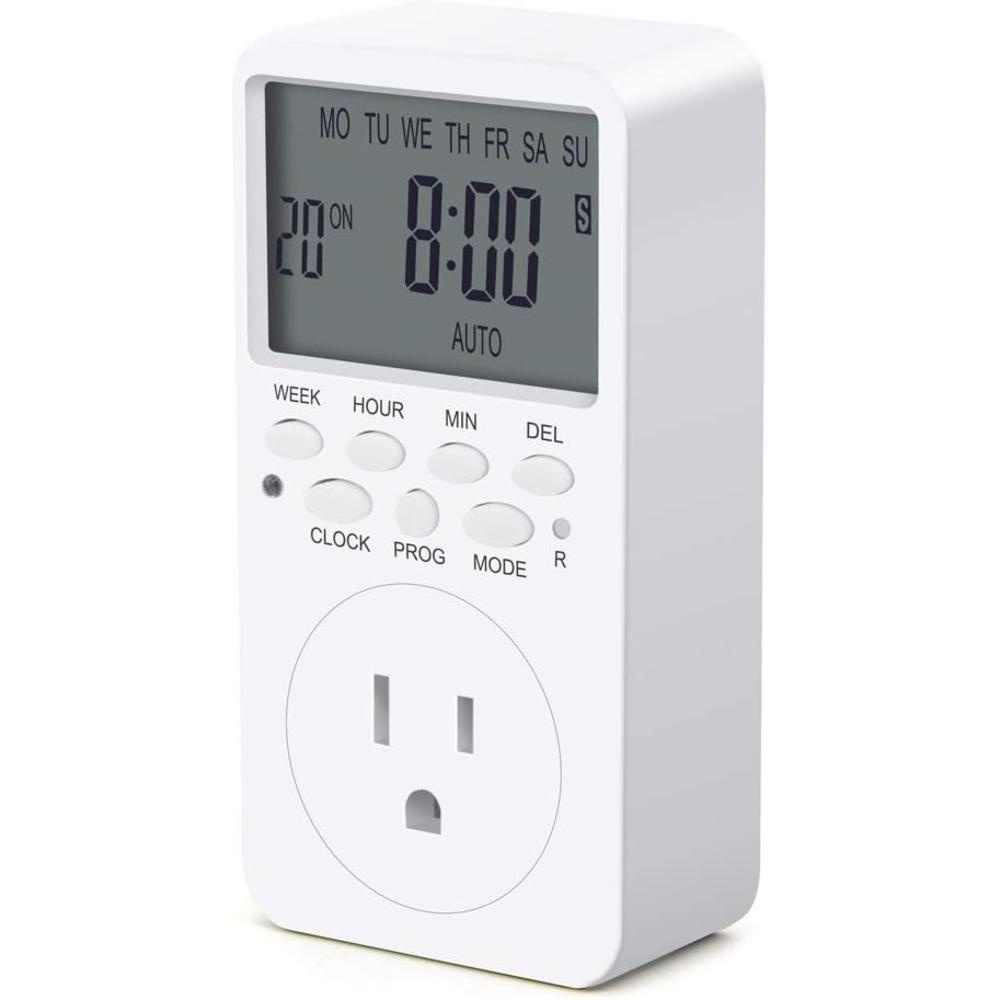 CANAGROW Outlet Timer, 7 Day Wall Plug in Light Timer Outlet,  Indoor Digital Programmable Timers for Electrical Outlets, 3-Prong Outlet
