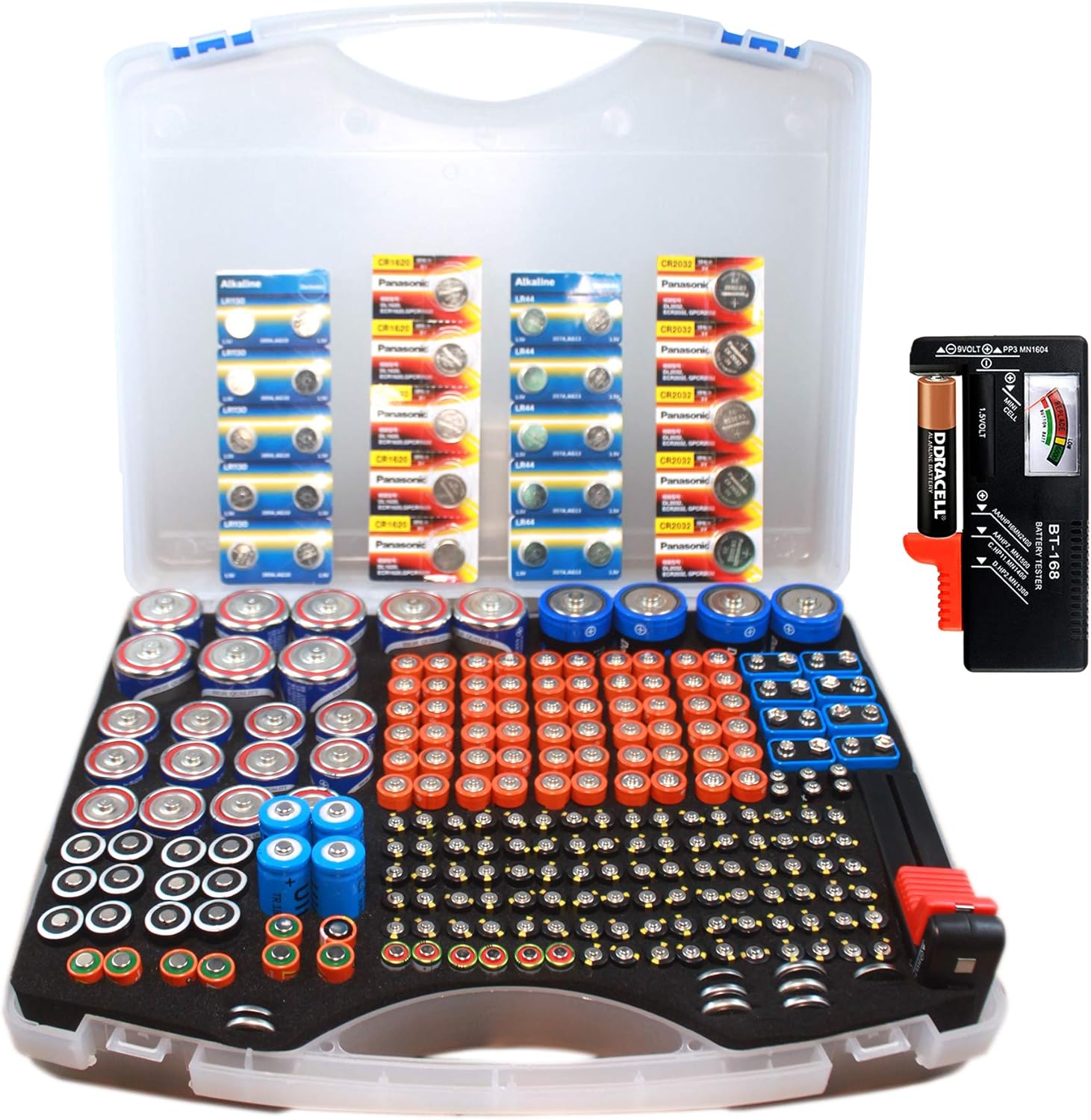 Rigicase Large Battery Storage Organizer Case With Tester Holding Over 250 C D a aa Button Cell 3v Sf Cr123a 3 7v