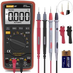 Thsinde Auto Ranging Digital Multimeter TRMS 6000 with Battery Alligator Clips Test Leads AC/DC Voltage/Account,Voltage Alert, Amp/Ohm/