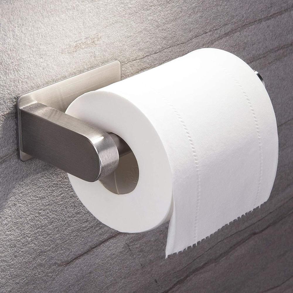 YIGII Self Adhesive Toilet Paper Holder - Bathroom Toilet Paper Holder Stand no Drilling Stainless Steel Brushed