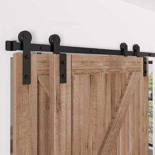 Zekoo 4 Ft 12 Ft Bypass Sliding Barn Door Hardware Kit Single Track Double Wooden Doors Use Flat Track Roller One Piece Rail Low Zekoo 4 Ft 12 Ft Bypass Sliding Barn Door Hardware Kit Single Track Double Wooden Doors Use Flat Track Roller One Piece Rail Low
