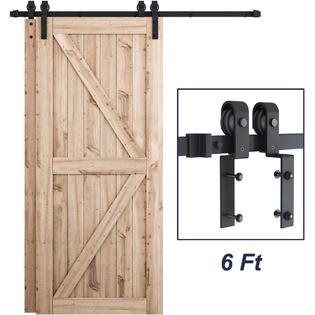 Smartstandard 6ft Bypass Sliding Barn Door Hardware Kit Upgraded One Piece Flat Track For Double Wooden Doors Smoothly Smartstandard 6ft Bypass Sliding Barn Door Hardware Kit Upgraded One Piece Flat Track For Double Wooden Doors Smoothly