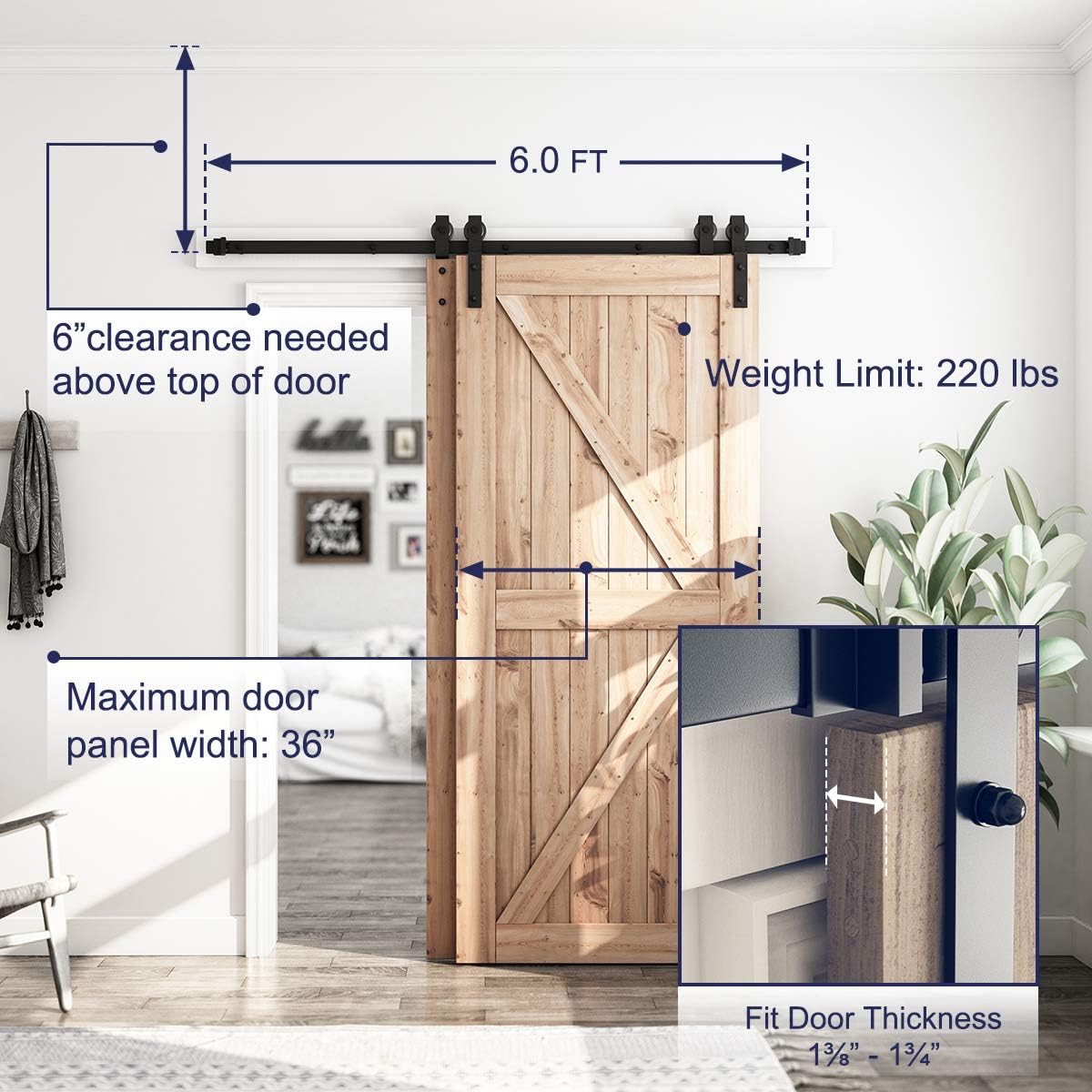Smartstandard 6ft Bypass Sliding Barn Door Hardware Kit Upgraded One Piece Flat Track For Double Wooden Doors Smoothly Smartstandard 6ft Bypass Sliding Barn Door Hardware Kit Upgraded One Piece Flat Track For Double Wooden Doors Smoothly