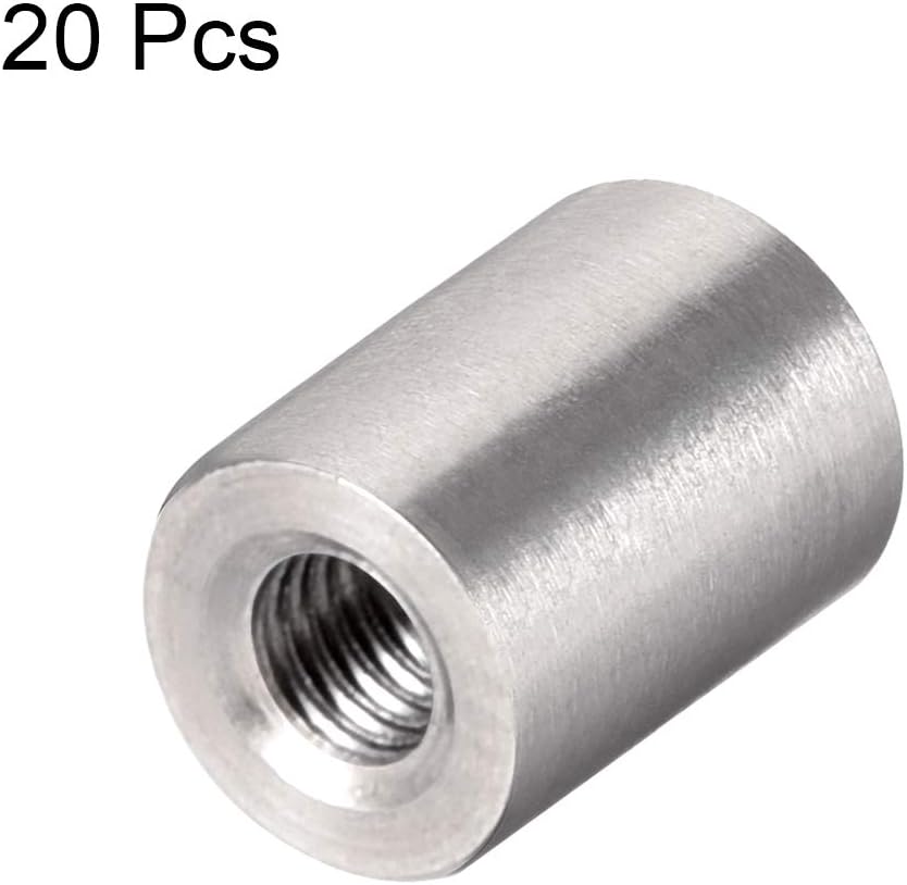 UXCELL uxcell M3 Round Connector Nuts, 304 Stainless Steel Coupling Nut  8mm/0.31inch Length,Pack of 20