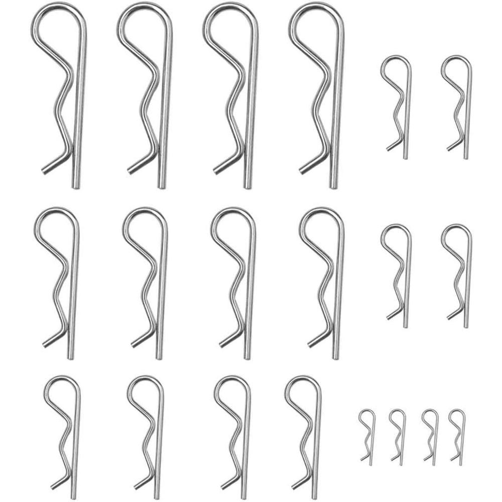 Pengxiaomei 20 Pcs Cotter Pins Spring Fastener Assortment Kit, Retaining Pins R Clips Heavy Duty Zinc Plated Cotter Pin Hairpin Assortment