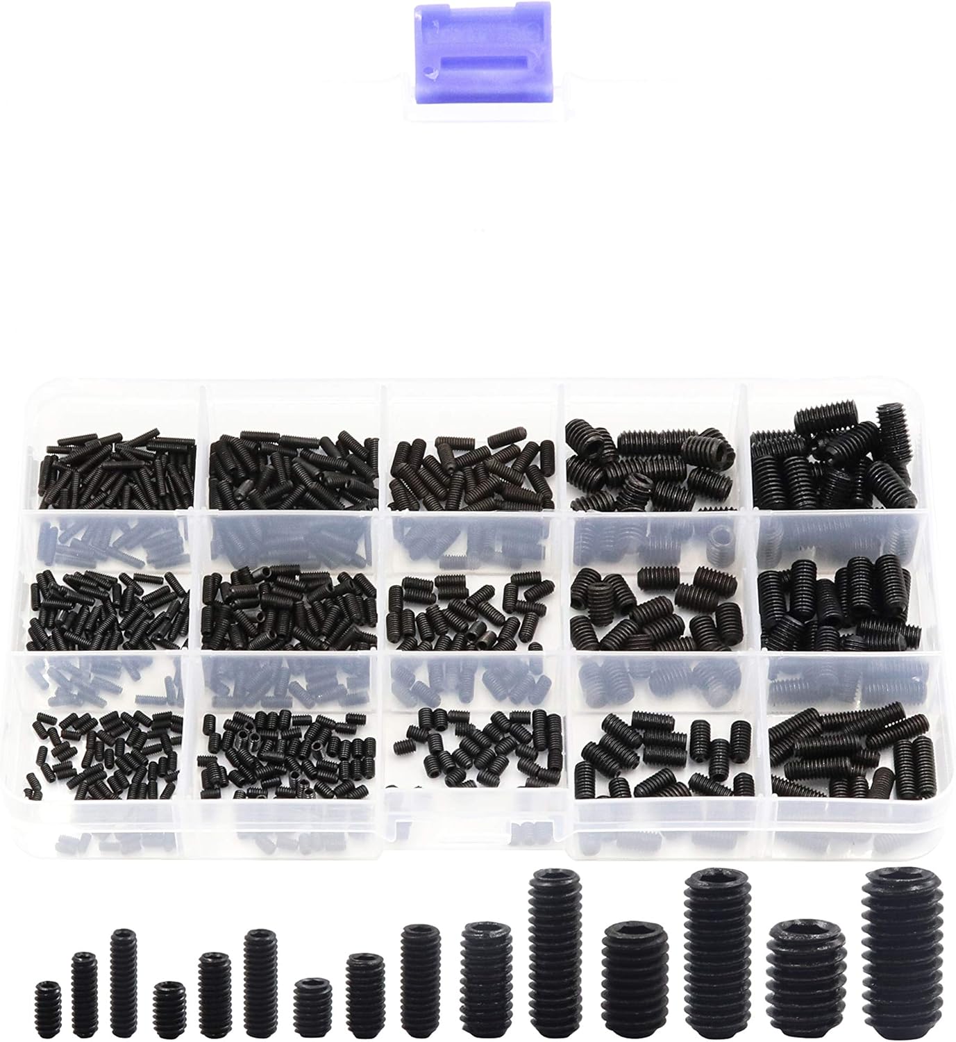 Lby 720pcs M2 M2 5 M3 M4 M5 M6 Internal Hex Drive Cup Point Set Screws Socket Head Cap Screws Grub Screws Assortment Kit 15 Sizes C