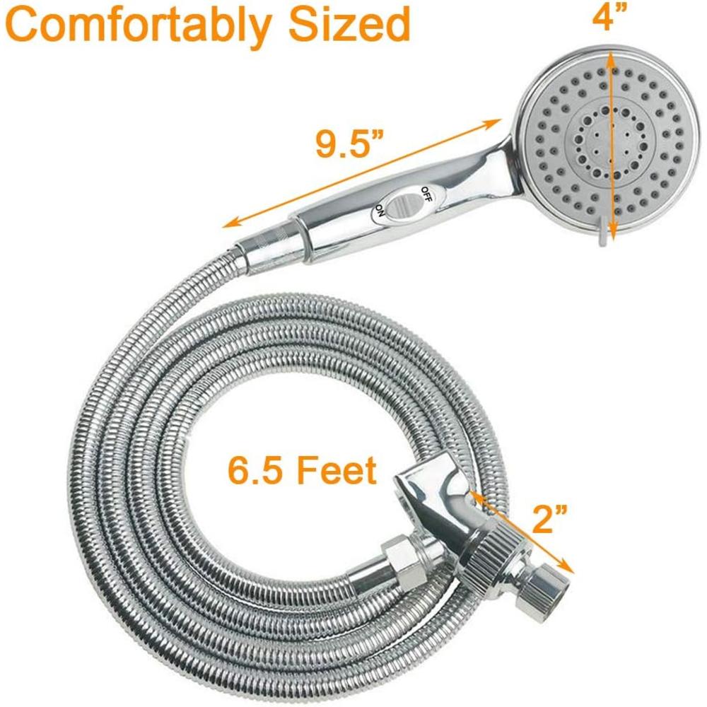 HauSun Handheld Shower Head with On/Off Switch - 5 Spray Settings 6.5 Feet Extra Long Hose High Pressure with Bathroom Faucet Kit - Un