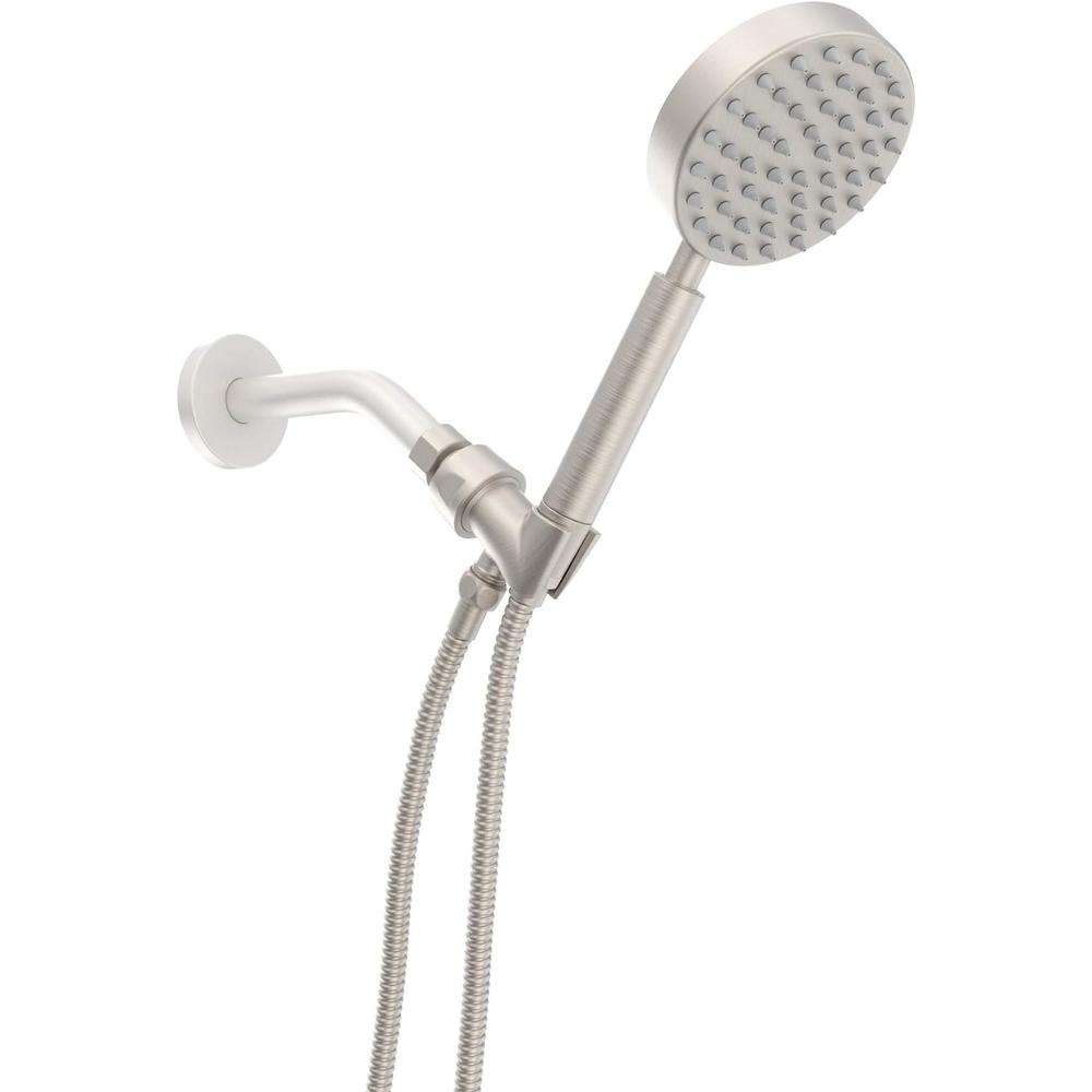 HammerHead Showers All Metal Hand Held Shower Head with Hose and Holder, Brushed Nickel | 1.75 GPM Low Flow with Removable Restrictor | 4" Ha
