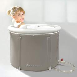 Homefilos Portable Bathtub (Small) , Japanese Soaking Bath Tub for Shower Stall, Inflatable Flexible Plastic Adult Size Foldable Ofuro