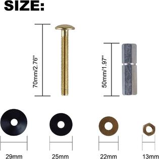 Hibbent 2 Pack Toilet Tank to Bowl Bolt Kits, Heavy Duty Bolts Toilet Bolts for Tank Solid Brass with Extra Long Nuts Easy to install a