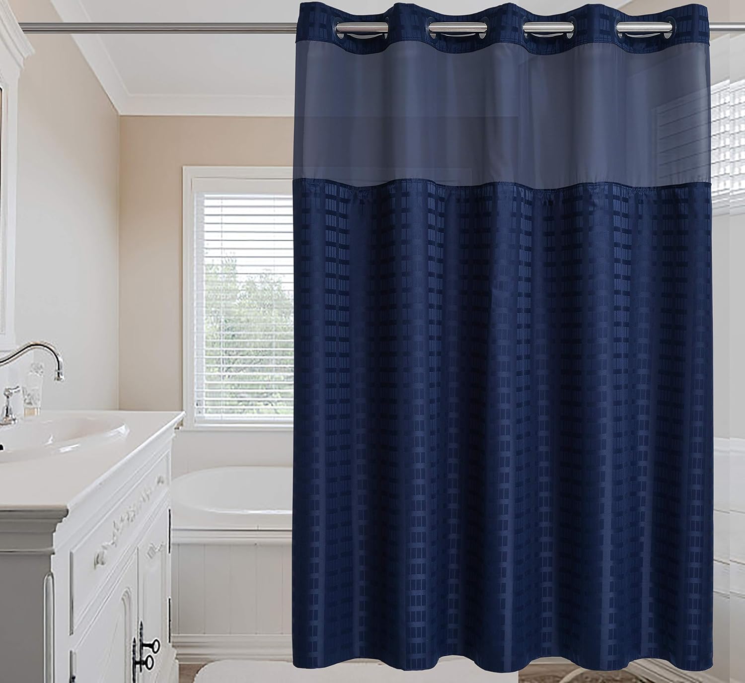 Generic Conbo Mio Hotel Style Fabric, Fabric Shower Curtain No Liner Required