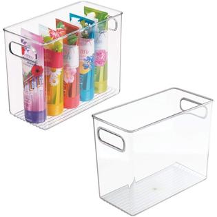 Metrodecor Mdesign Slim Plastic Storage Container Bin With Handles Bathroom Cabinet Organizer For Toiletries Metrodecor Mdesign Slim Plastic Storage Container Bin With Handles Bathroom Cabinet Organizer For Toiletries