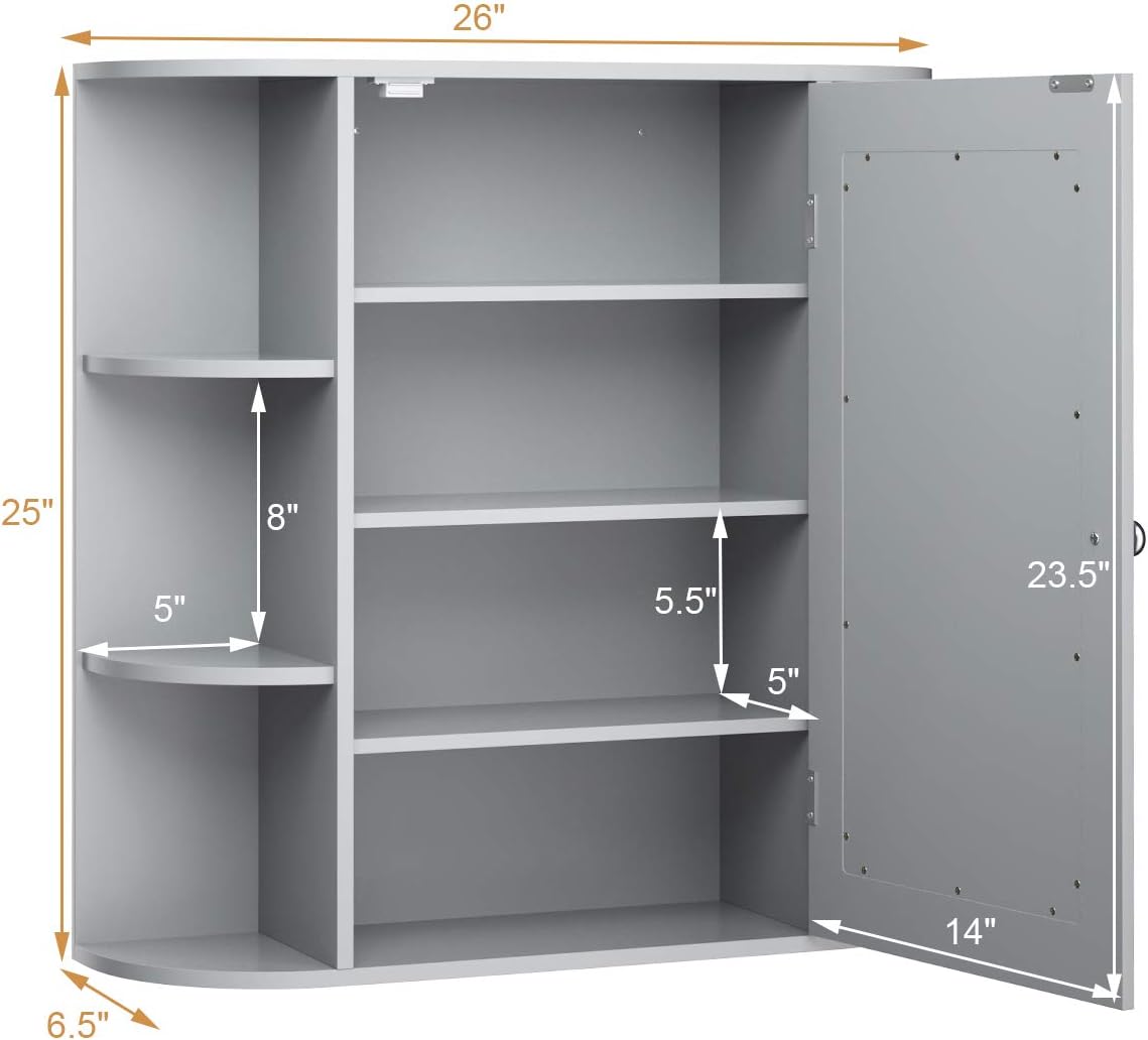 Tangkula Bathroom Medicine Cabinet With Mirror Wall Mounted Storage Door Tangkula Bathroom Medicine Cabinet With, Bathroom Wall Mount Medicine Cabinet Storage With Mirror Doors Shelf
