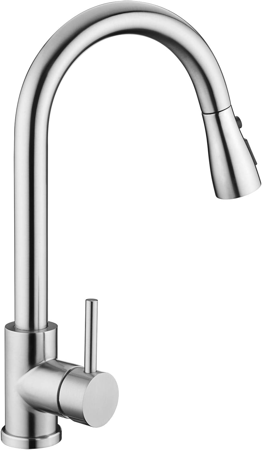 Whisper08 Kitchen Sink Faucet, Kitchen Faucet Stainless Steel with Pull Down Sprayer Brushed Nickel Commercial Modern High arc Single Han