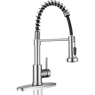 Aonecer Kitchen Sink Faucets, Kitchen faucets with Pull Down Sprayer WEWE sus304 Stainless Steel Brushed Nickel Single Handle Single Ho