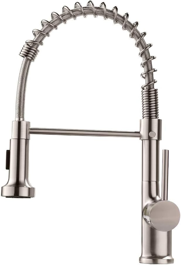 GIMILI Kitchen Faucet with Pull Down Sprayer Commercial Single Handle Lever  Spring Kitchen Sink Faucet Brushed Nickel