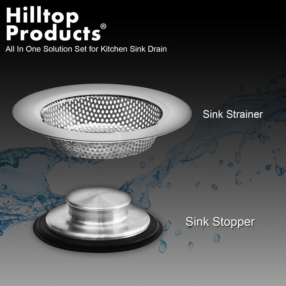 Hilltop Products, Inc. 2PCS - Kitchen Sink Drain Strainers and Anti-Clogging Kitchen Sink Stoppers - Kitchen Drainer and Stopper Set for Standard 3-1/