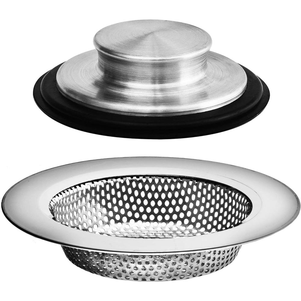Hilltop Products, Inc. 2PCS - Kitchen Sink Drain Strainers and Anti-Clogging Kitchen Sink Stoppers - Kitchen Drainer and Stopper Set for Standard 3-1/
