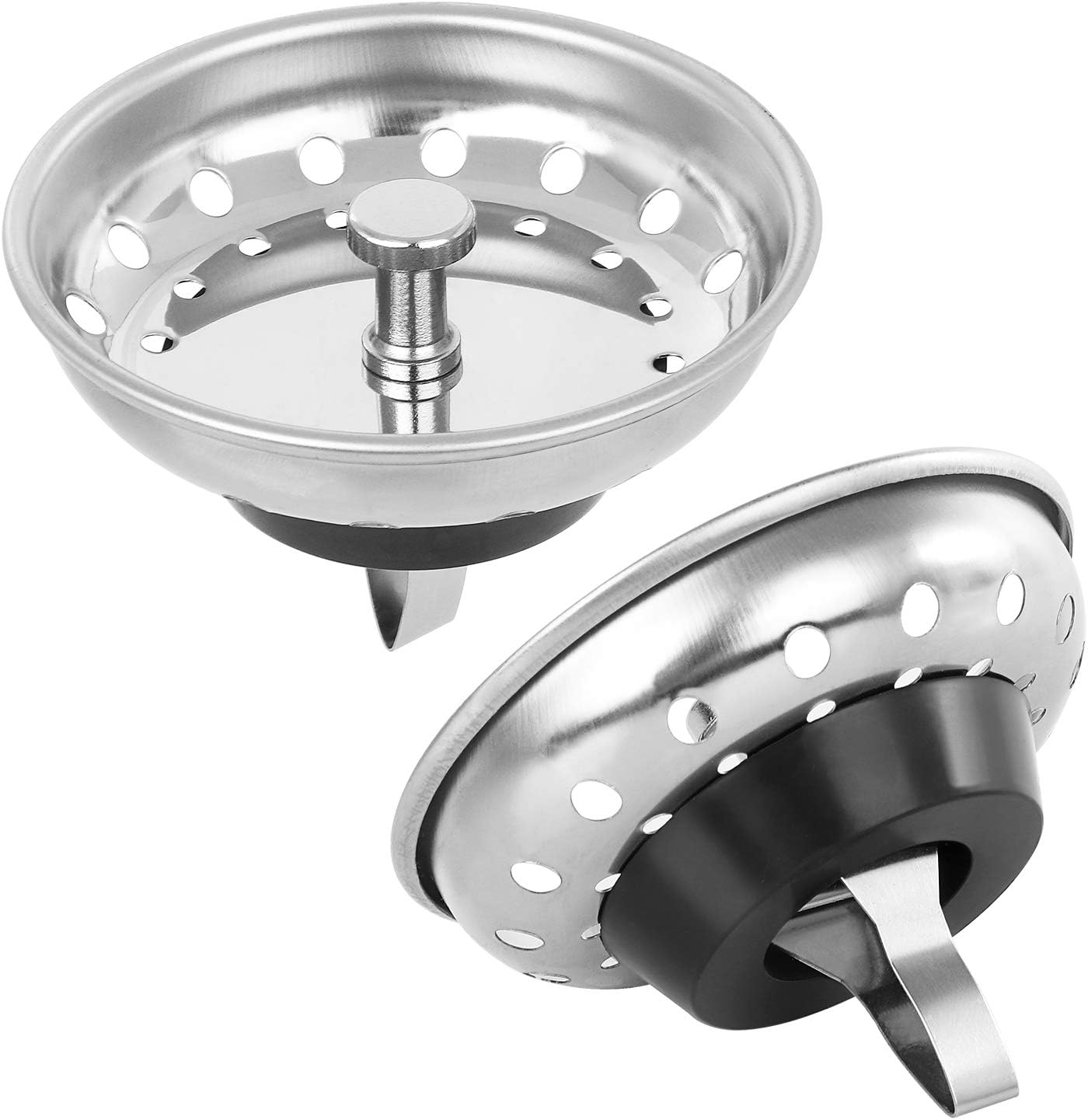 AFANTY 2PCS Kitchen Sink Strainer Stopper 2 in 1, Spring Clip Plunger,  Replacement for Standard Drains(3-1/2 Inch), Chrome Plated Stai