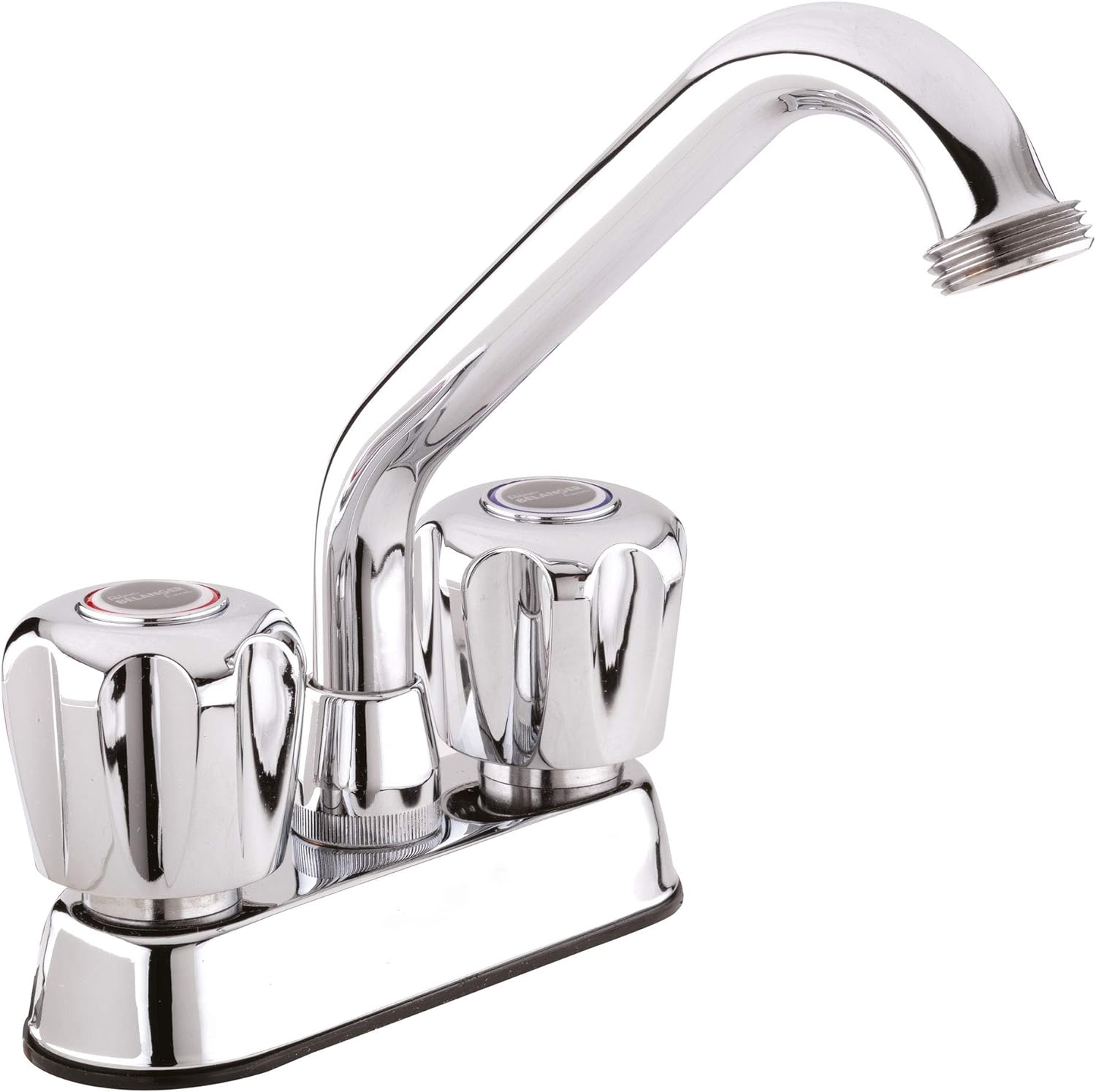 Plumb Pak 3040W Dual Handle Laundry Tub Faucet with Swivel Spout and Hose End for Utility Sink, Polished Chrome