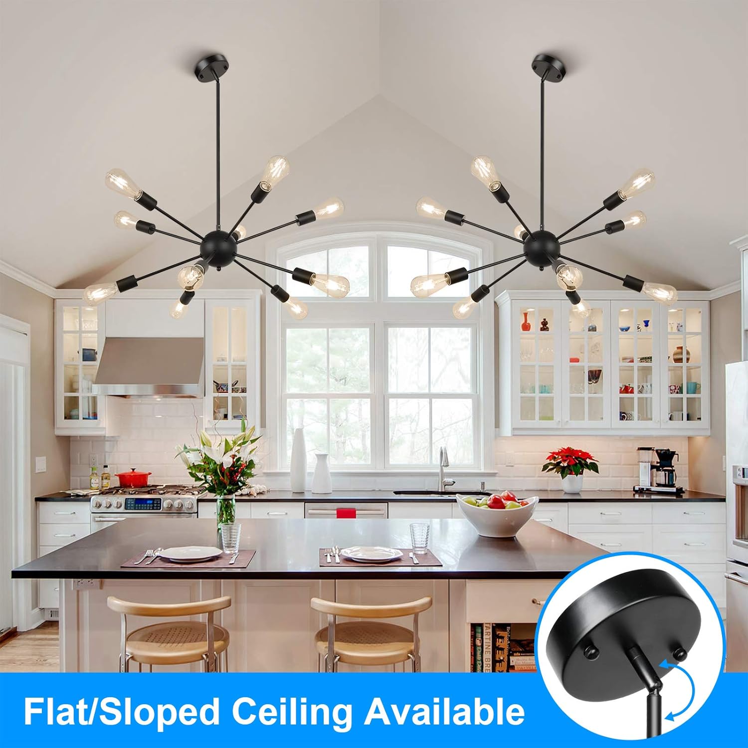 Maxvolador Sputnik Chandeliers 10 Light Modern Pendant Lighting Metal Ceiling Fixture Adjustable Height Industrial Vintage Hangin - How To Light A Sloped Ceiling Maxvolador Sputnik Chandeliers 10 Light Modern Pendant Lighting Metal Ceiling Fixture Adjustable Height Industrial Vintage Hangin - How To Light A Sloped Ceiling