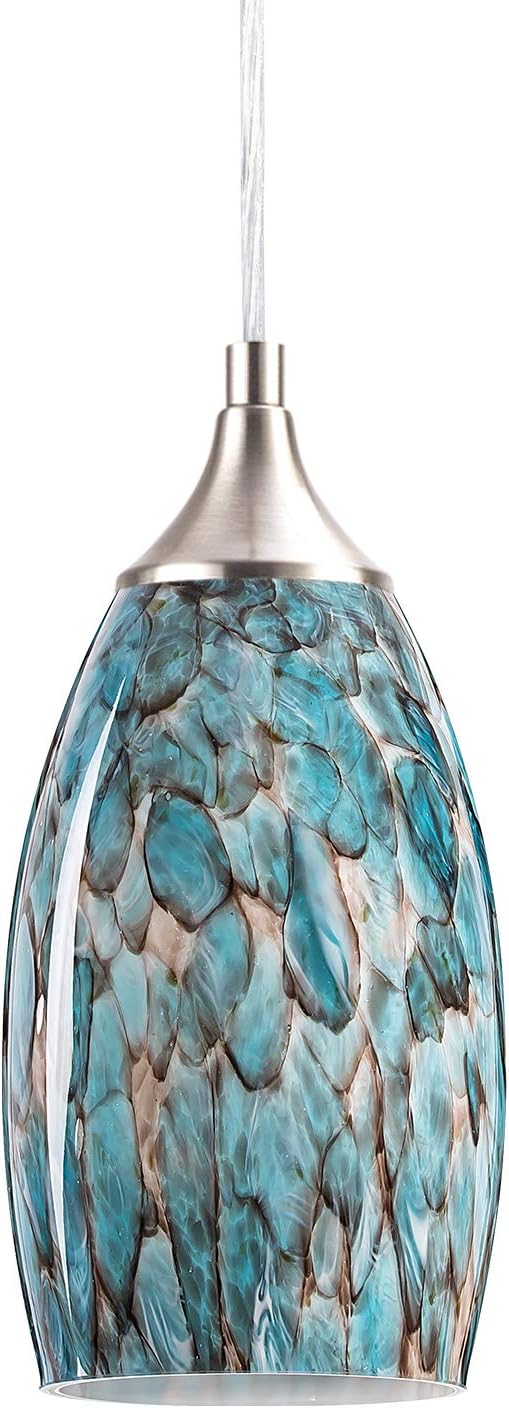COOSA 1-Light Pendant Light, Handcrafted Art Glass Hanging ...
