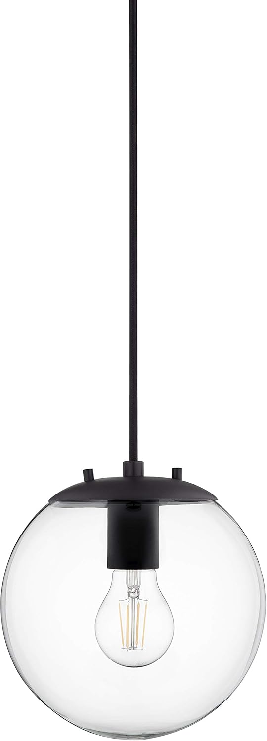 Linea Di Liara Sferra Black Globe Pendant Light Fixture Farmhouse Pendant Lighting For Kitchen Island Modern Hanging Lights With Large Cle